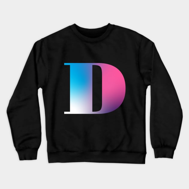 Capital Letter D Monogram Gradient Pink Blue White Crewneck Sweatshirt by Terriology